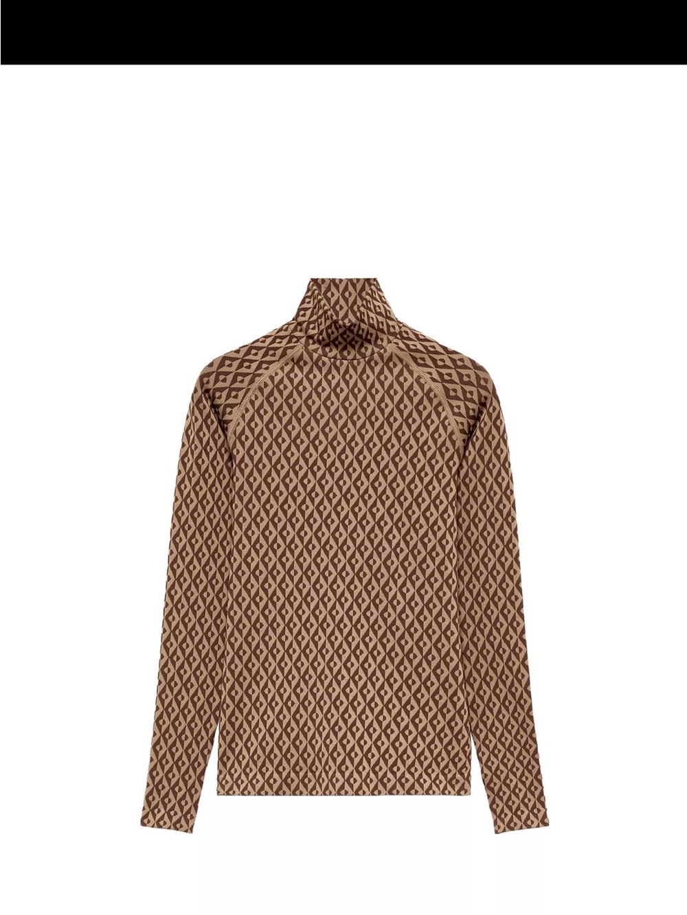 Zara SKI -  Brown Geometric-Print Turtleneck Top